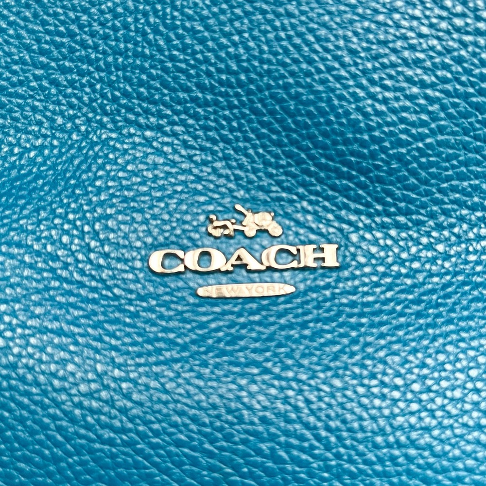 Coach Blue Pebbled Leather Hobo Shoulder Bag - Picture 6 of 7